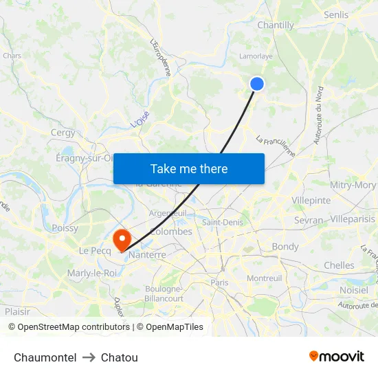 Chaumontel to Chatou map