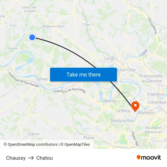 Chaussy to Chatou map