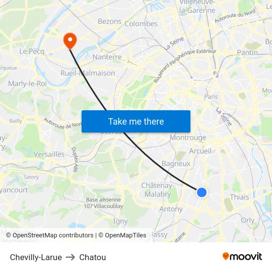 Chevilly-Larue to Chatou map