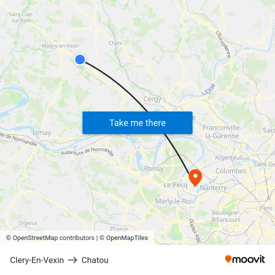 Clery-En-Vexin to Chatou map