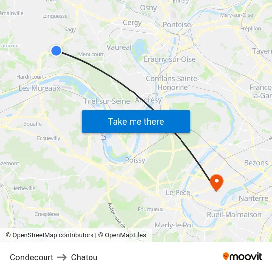 Condecourt to Chatou map