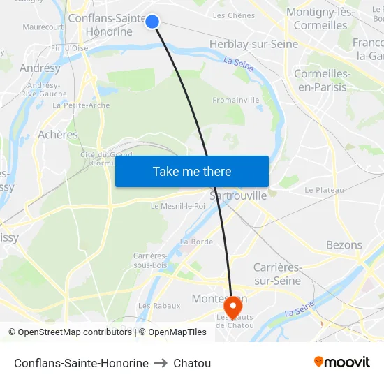 Conflans-Sainte-Honorine to Chatou map
