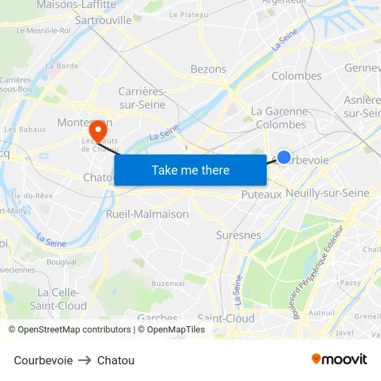 Courbevoie to Chatou map