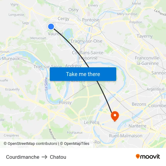 Courdimanche to Chatou map