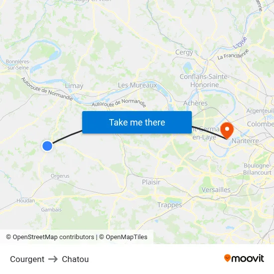 Courgent to Chatou map