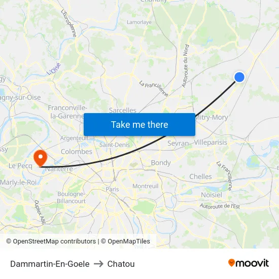 Dammartin-En-Goele to Chatou map