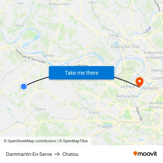 Dammartin-En-Serve to Chatou map
