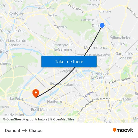 Domont to Chatou map