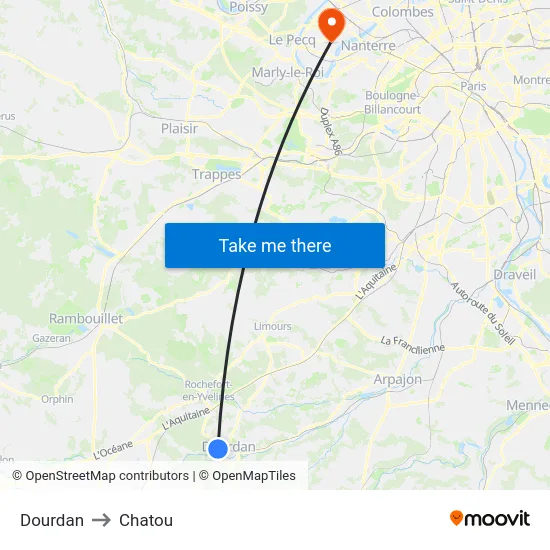 Dourdan to Chatou map