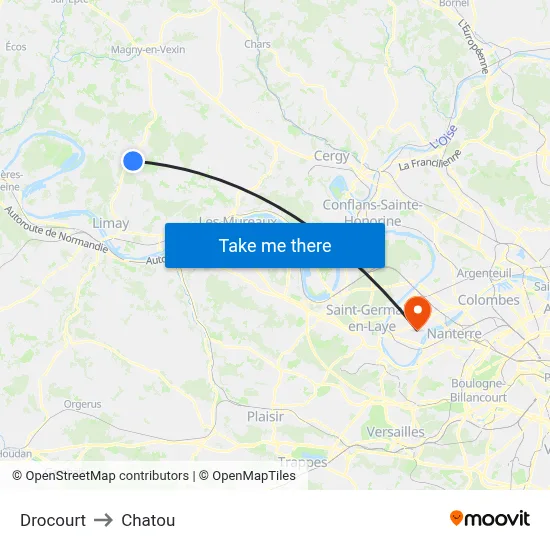 Drocourt to Chatou map