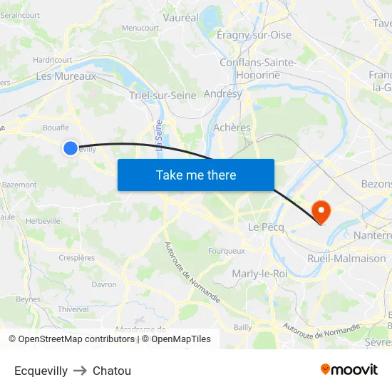 Ecquevilly to Chatou map