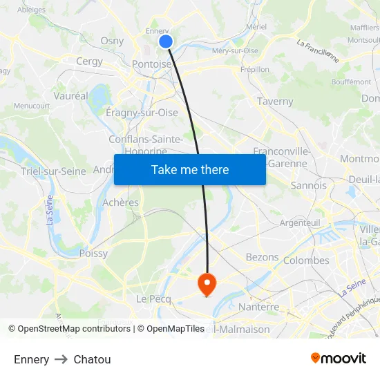 Ennery to Chatou map