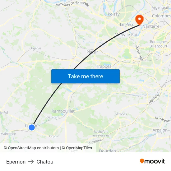Epernon to Chatou map