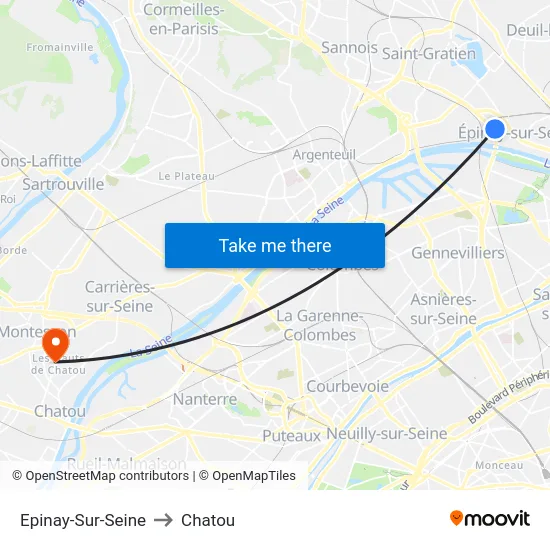 Epinay-Sur-Seine to Chatou map
