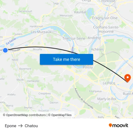 Epone to Chatou map