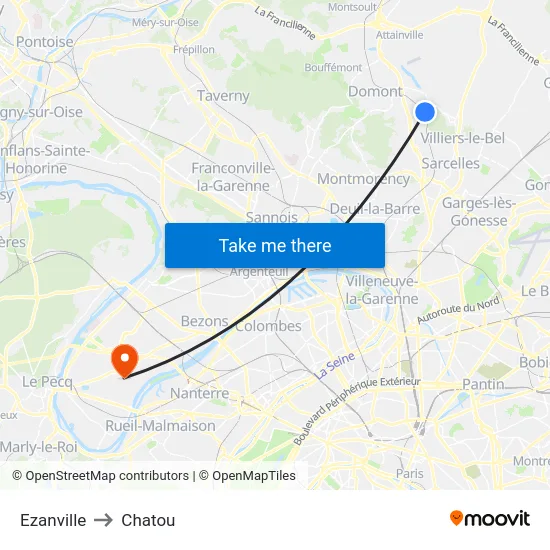 Ezanville to Chatou map