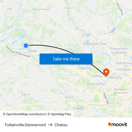 Follainville-Dennemont to Chatou map