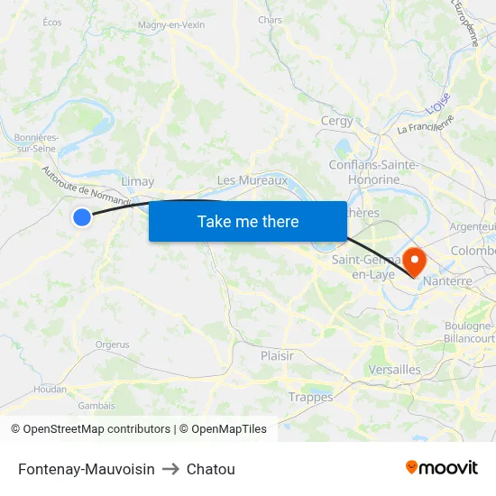 Fontenay-Mauvoisin to Chatou map