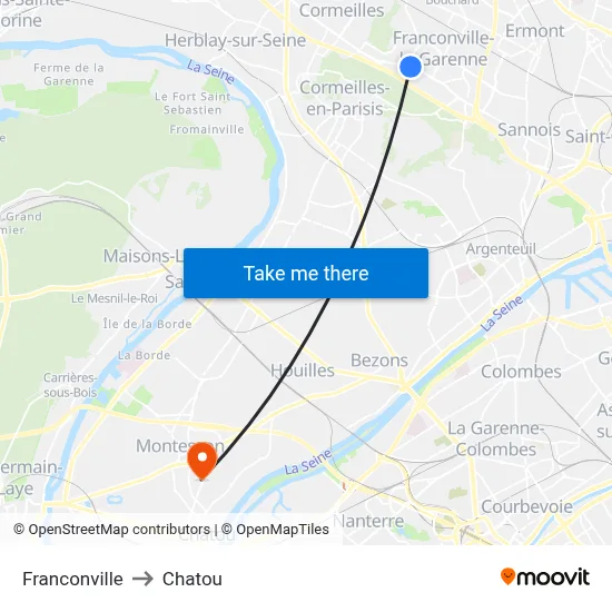 Franconville to Chatou map