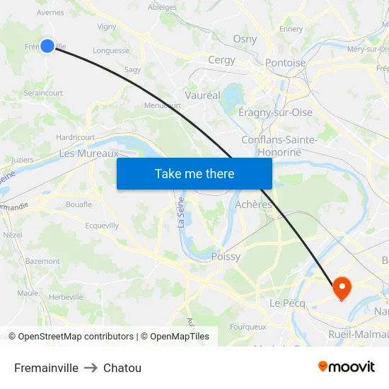Fremainville to Chatou map
