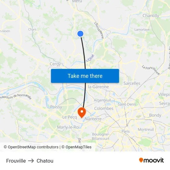 Frouville to Chatou map