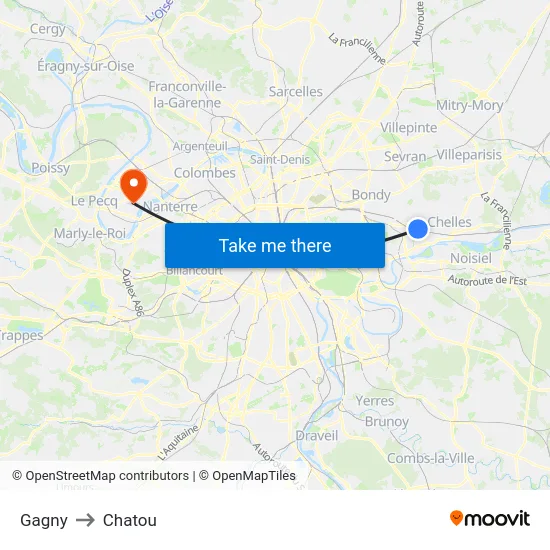 Gagny to Chatou map