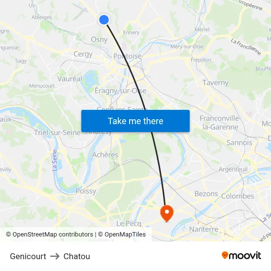 Genicourt to Chatou map