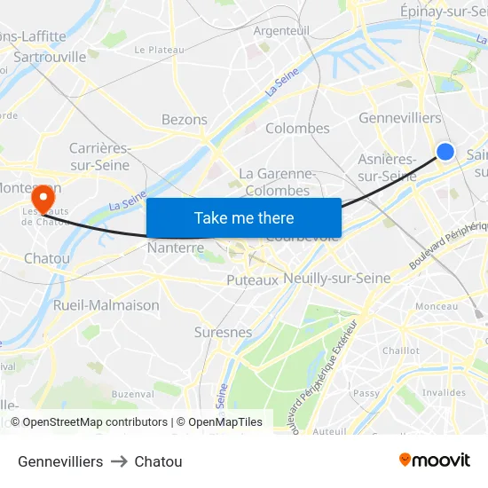 Gennevilliers to Chatou map