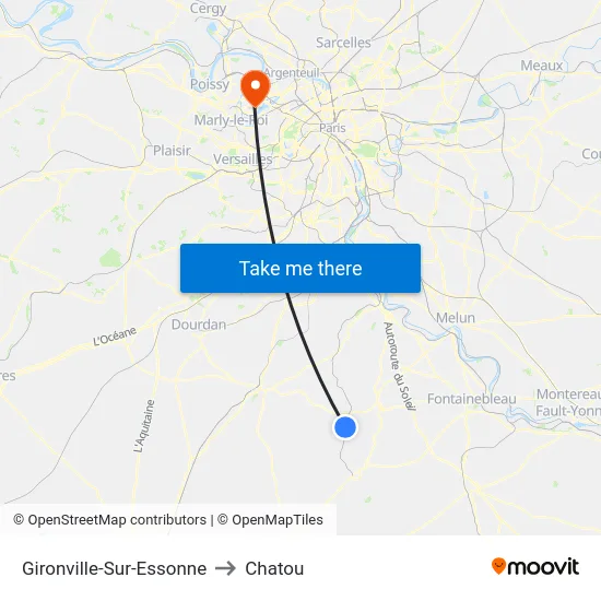 Gironville-Sur-Essonne to Chatou map