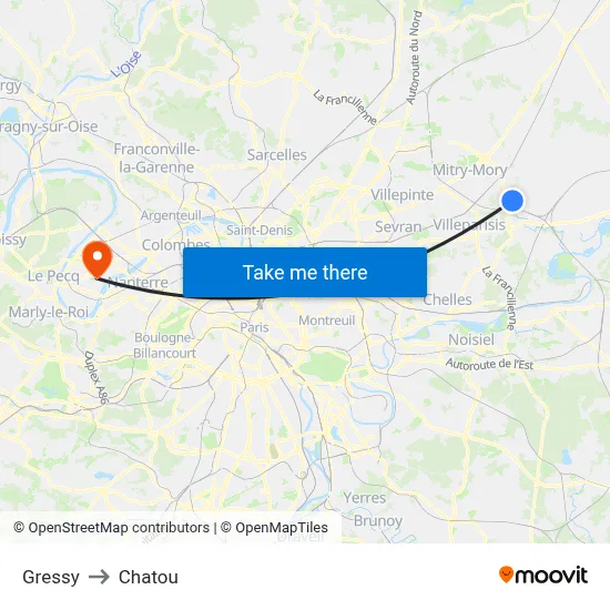 Gressy to Chatou map