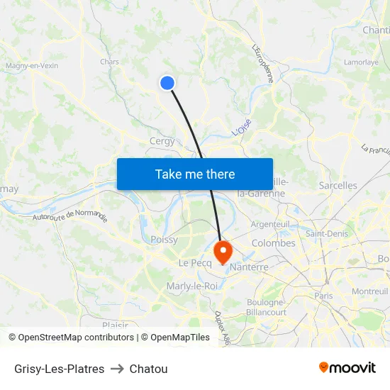 Grisy-Les-Platres to Chatou map