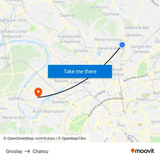 Groslay to Chatou map