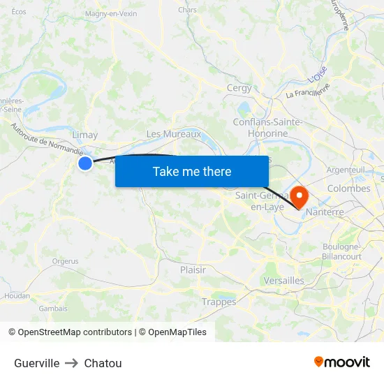 Guerville to Chatou map