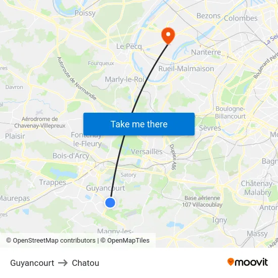 Guyancourt to Chatou map
