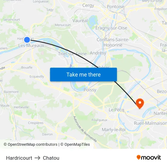 Hardricourt to Chatou map