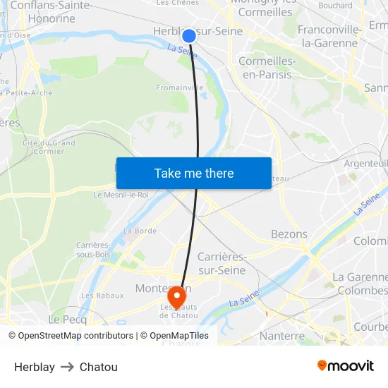 Herblay to Chatou map