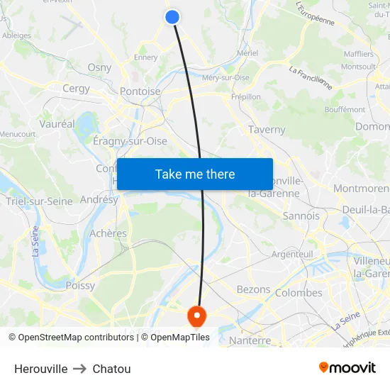 Herouville to Chatou map