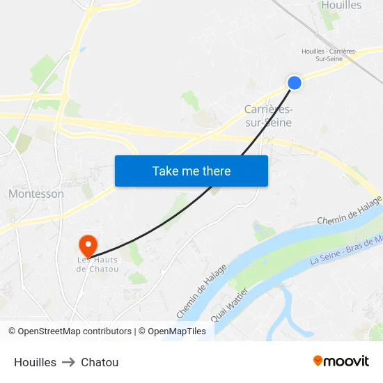 Houilles to Chatou map