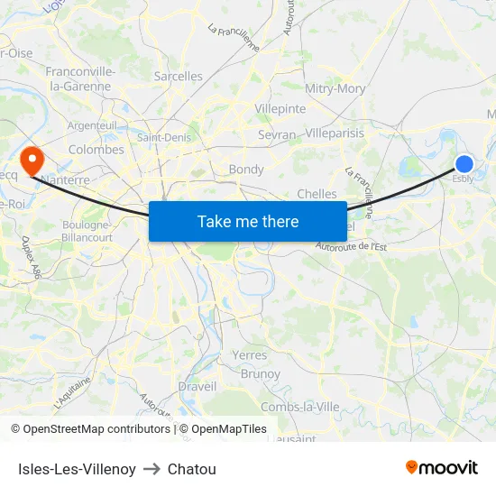Isles-Les-Villenoy to Chatou map