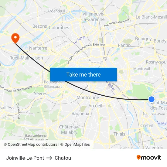 Joinville-Le-Pont to Chatou map