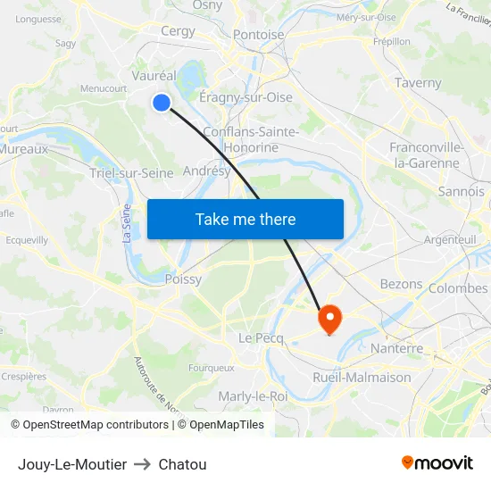 Jouy-Le-Moutier to Chatou map