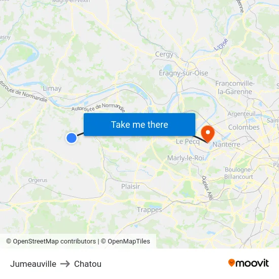 Jumeauville to Chatou map