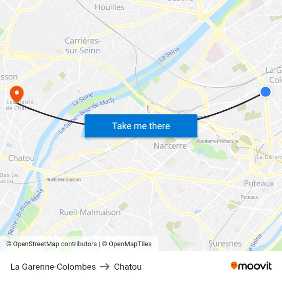 La Garenne-Colombes to Chatou map