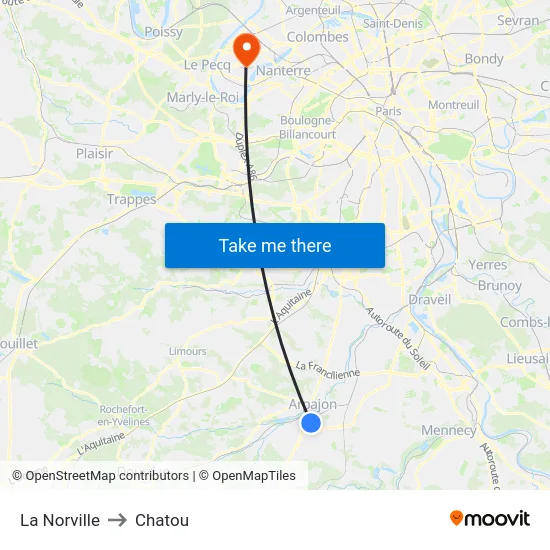 La Norville to Chatou map
