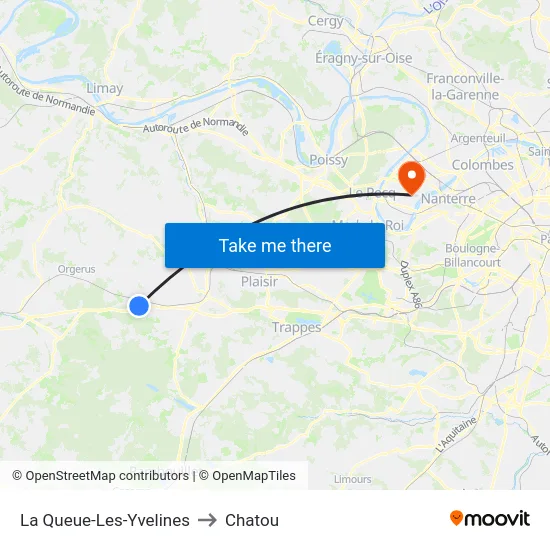 La Queue-Les-Yvelines to Chatou map