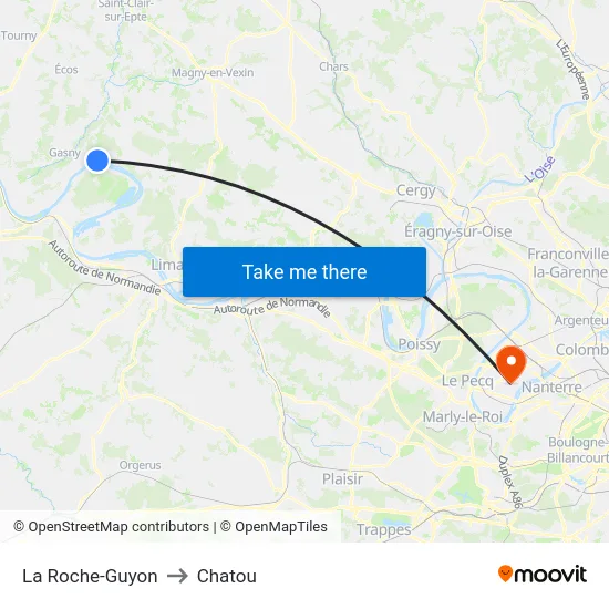 La Roche-Guyon to Chatou map