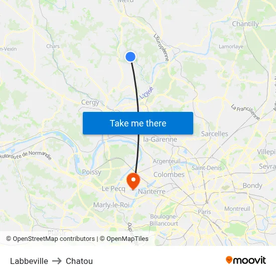 Labbeville to Chatou map