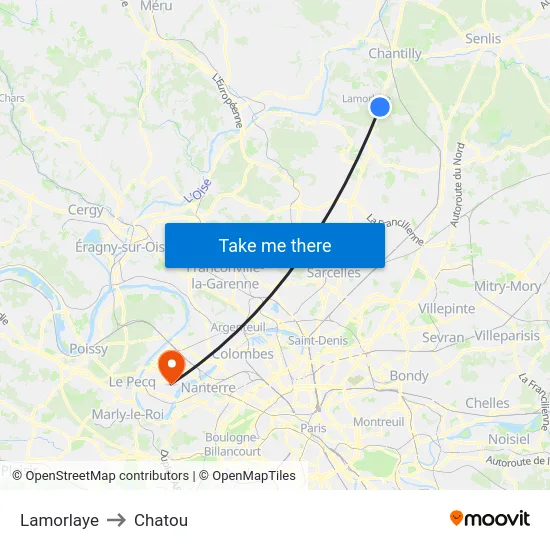 Lamorlaye to Chatou map