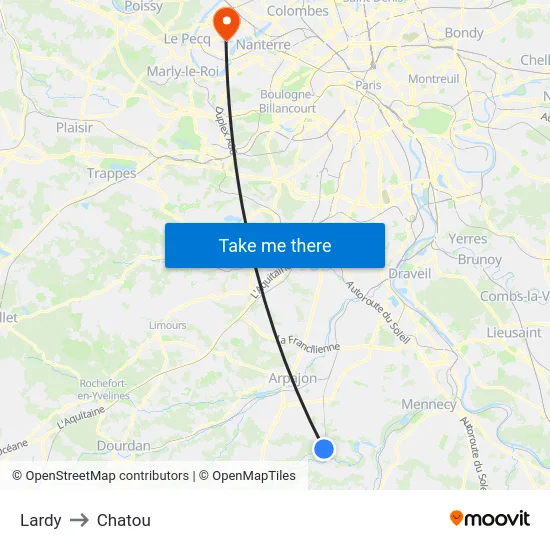 Lardy to Chatou map
