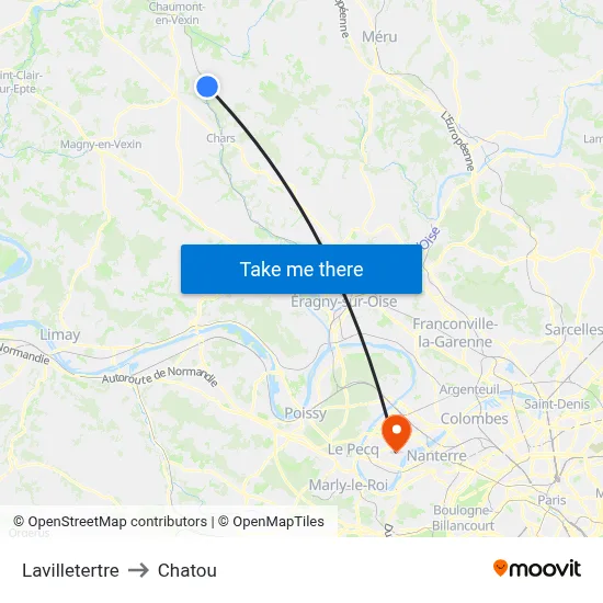 Lavilletertre to Chatou map